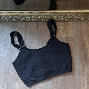 Aerie Classic Black Ribbed Top Sport Bra